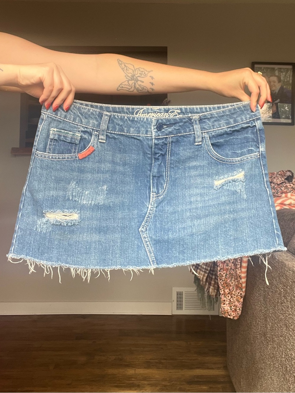 American Eagle denim mini skirt